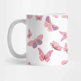 Butterfly Pattern - Light Pink Coloured Mug